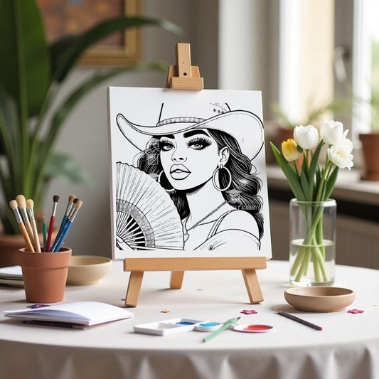 DIY Paint Kit -Cowgirl with Fan